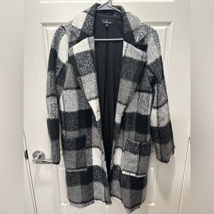 Lulu’s grey plaid formal pea coat